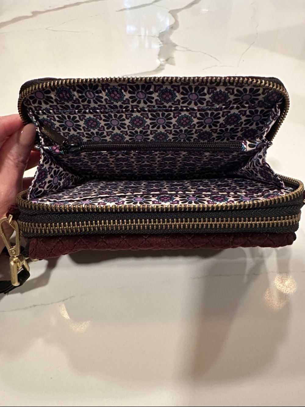 Vera Bradley Quilted Velvet Crossbody in Burgundy - Picture 3 of 6